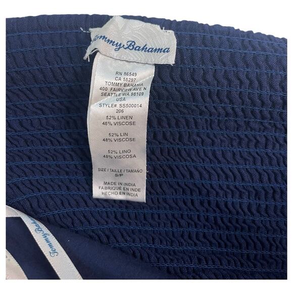 Tommy Bahama Jumpsuit Womens Small Blue Linen Tie Shoulder Coastal Cottage Boho - Picture 4 of 12
